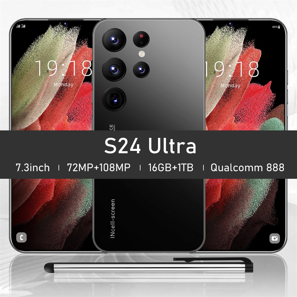 2024 Hot sale 5G Smarephone S24 Ultra original 7.3 inch 16GB+1TB 108MP HD Beauty Camera Smartphone Cell Mobile Phone